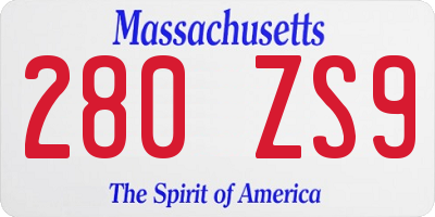 MA license plate 280ZS9