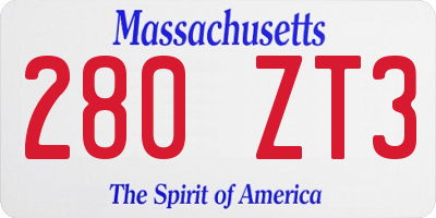 MA license plate 280ZT3