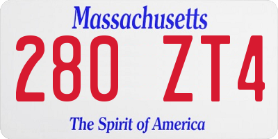 MA license plate 280ZT4