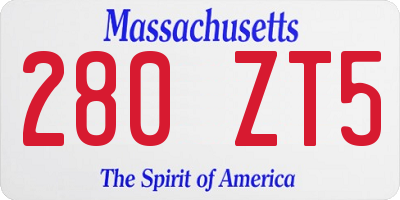 MA license plate 280ZT5