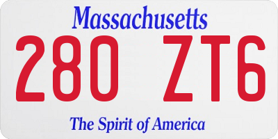 MA license plate 280ZT6