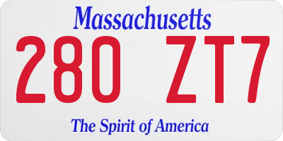 MA license plate 280ZT7
