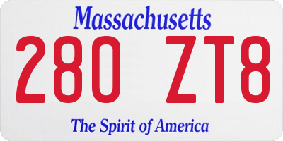 MA license plate 280ZT8