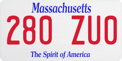 MA license plate 280ZU0