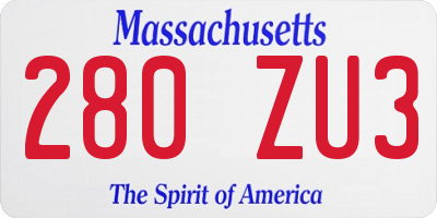 MA license plate 280ZU3