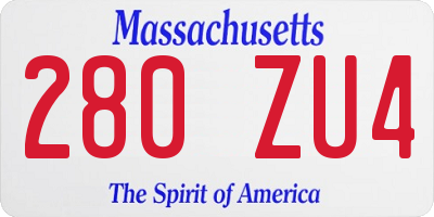 MA license plate 280ZU4