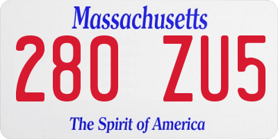MA license plate 280ZU5