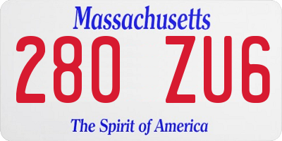 MA license plate 280ZU6