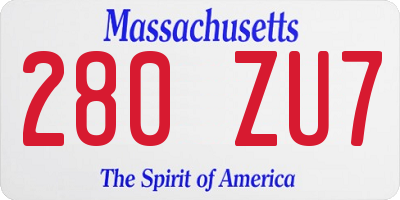 MA license plate 280ZU7