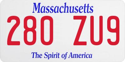 MA license plate 280ZU9