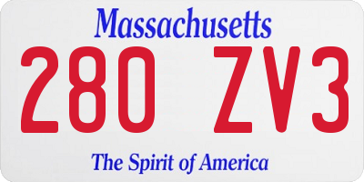 MA license plate 280ZV3