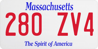 MA license plate 280ZV4