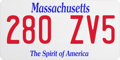 MA license plate 280ZV5