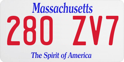 MA license plate 280ZV7