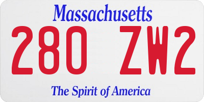 MA license plate 280ZW2