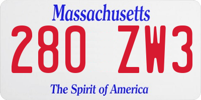 MA license plate 280ZW3