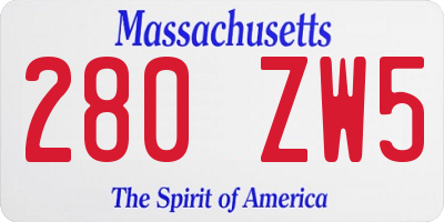 MA license plate 280ZW5