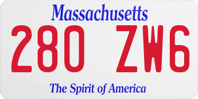 MA license plate 280ZW6
