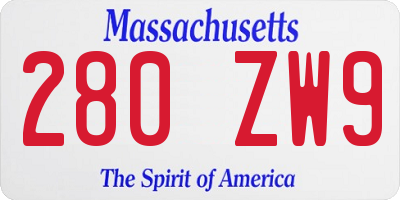 MA license plate 280ZW9