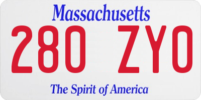 MA license plate 280ZY0