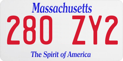 MA license plate 280ZY2