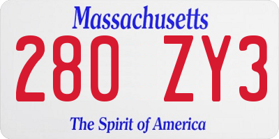 MA license plate 280ZY3