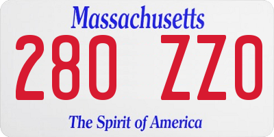MA license plate 280ZZ0