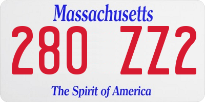 MA license plate 280ZZ2