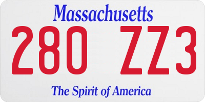 MA license plate 280ZZ3