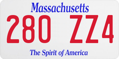 MA license plate 280ZZ4