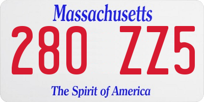 MA license plate 280ZZ5