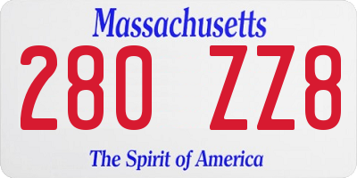 MA license plate 280ZZ8