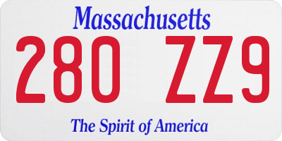 MA license plate 280ZZ9