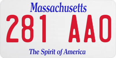 MA license plate 281AA0