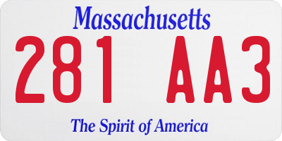 MA license plate 281AA3