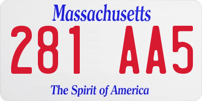 MA license plate 281AA5