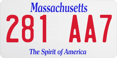 MA license plate 281AA7