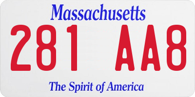 MA license plate 281AA8