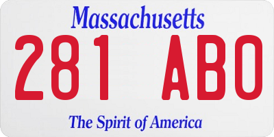 MA license plate 281AB0