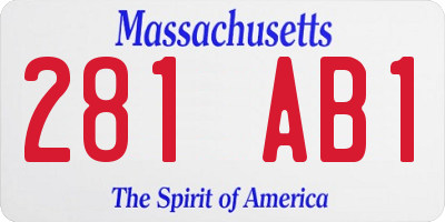 MA license plate 281AB1