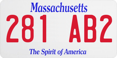 MA license plate 281AB2