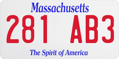 MA license plate 281AB3