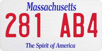 MA license plate 281AB4