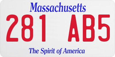 MA license plate 281AB5