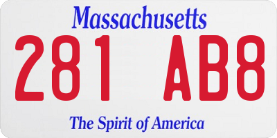 MA license plate 281AB8