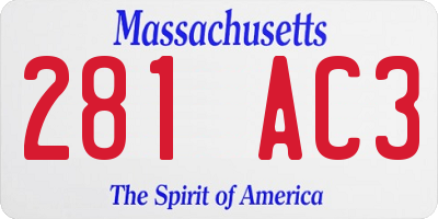 MA license plate 281AC3