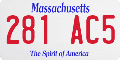 MA license plate 281AC5