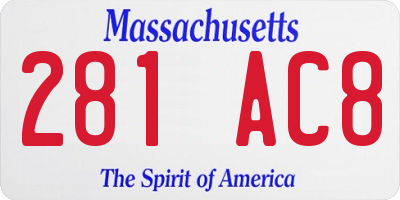 MA license plate 281AC8