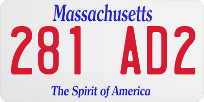 MA license plate 281AD2
