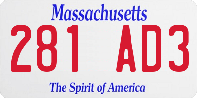 MA license plate 281AD3